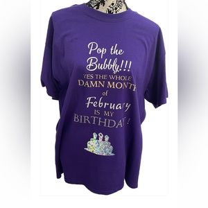Purple February Birthday T-Shirt XL